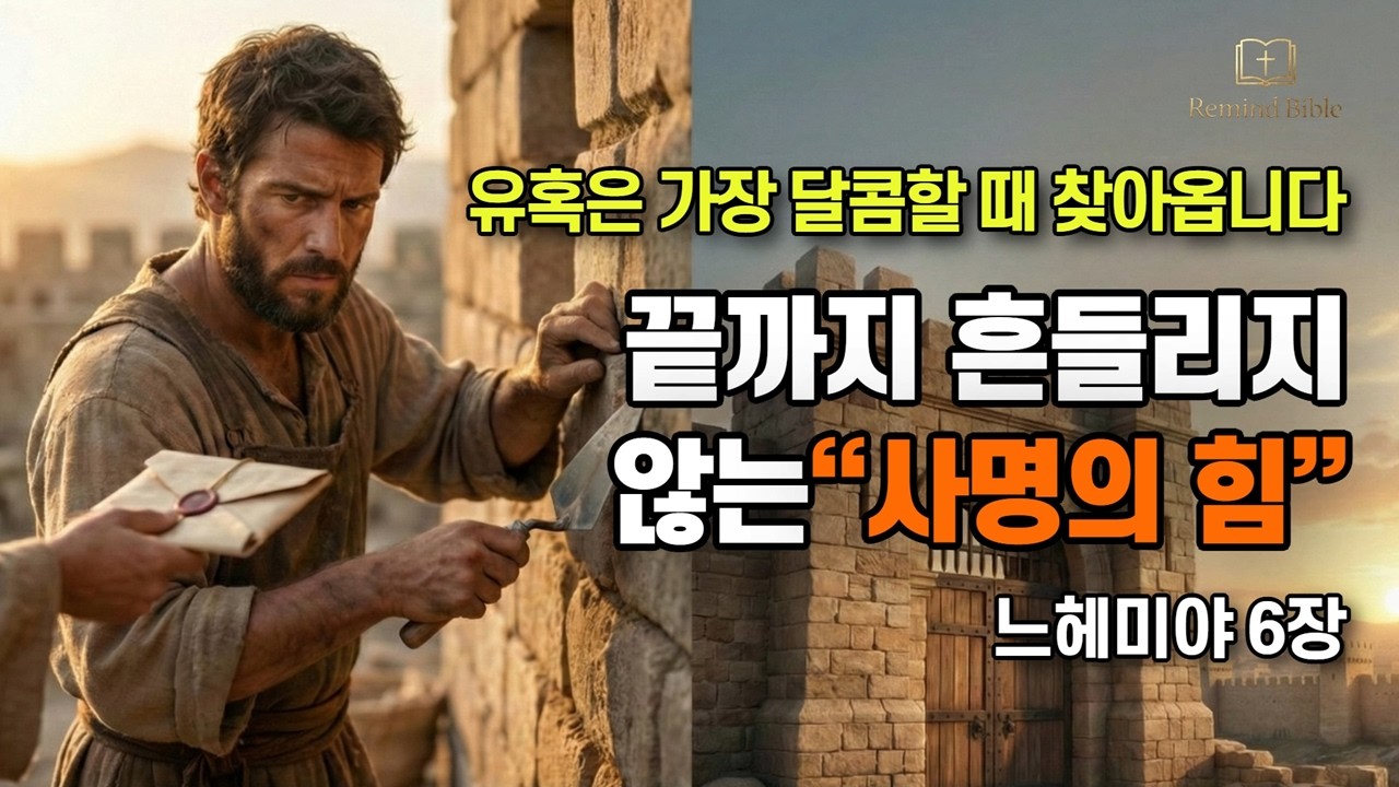 느헤미야 6장 | 나는 '결코 내려가지 않겠다', 4번의 교묘한 유혹을 이긴 느헤미야의 비밀,  당신의 '사명'은 반드시 완성됩니다