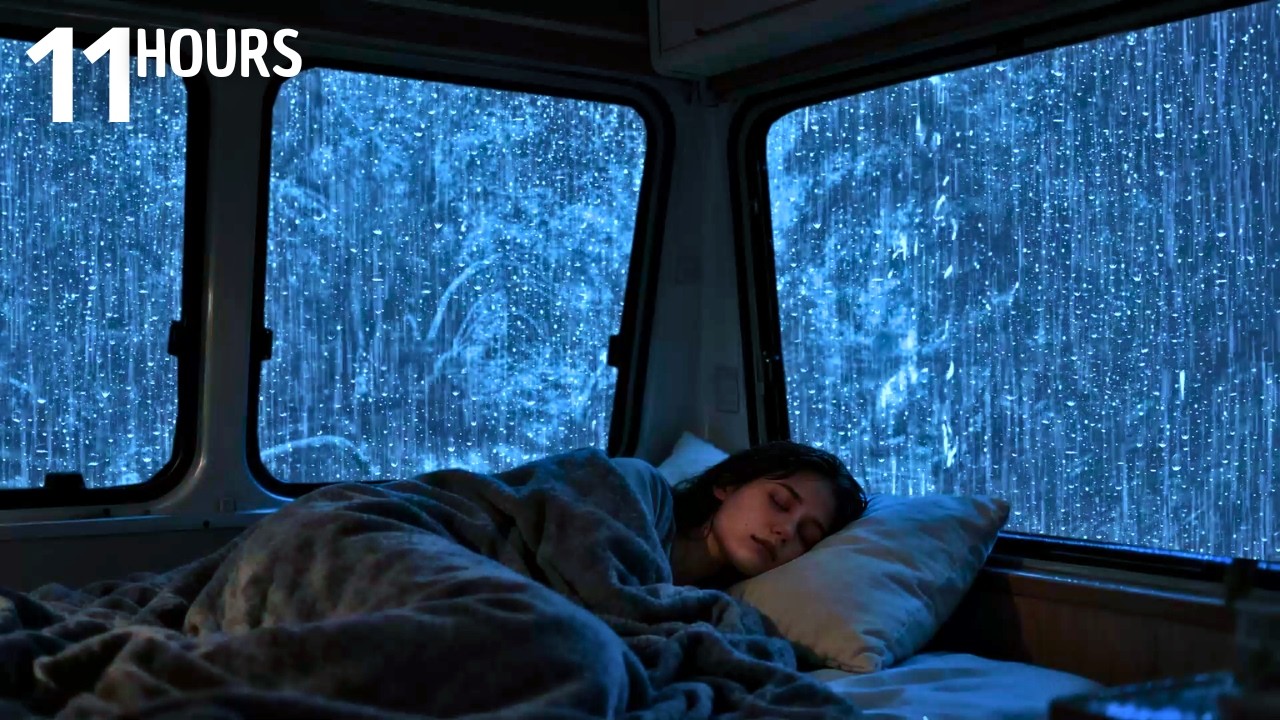 Fall Asleep in 5 Minutes 😴 Midnight Rain in a Quiet Camper Van