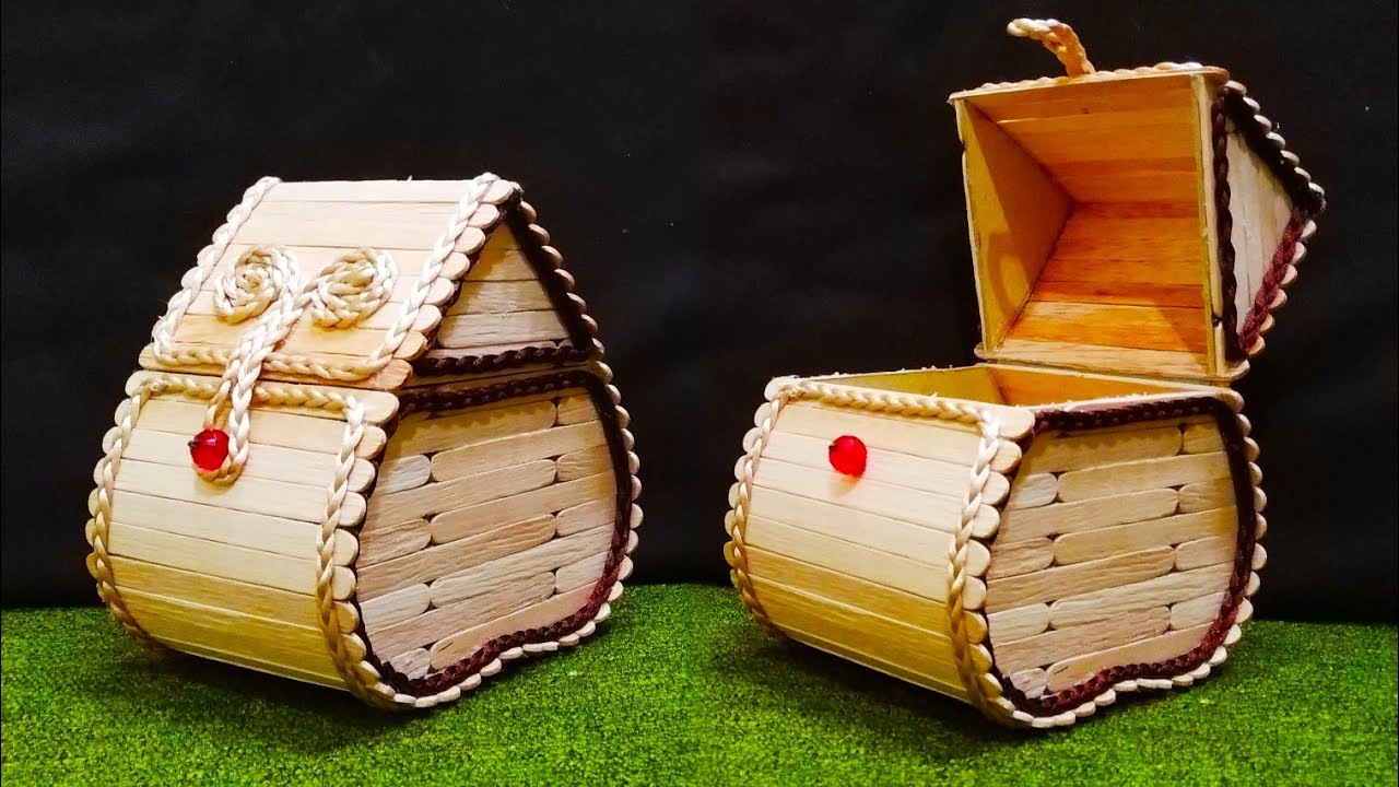 DIY, Heart Shape Jewelry Box, amazing organizer, Popsicle sticks Crafts, Ice cream Stick Craft
