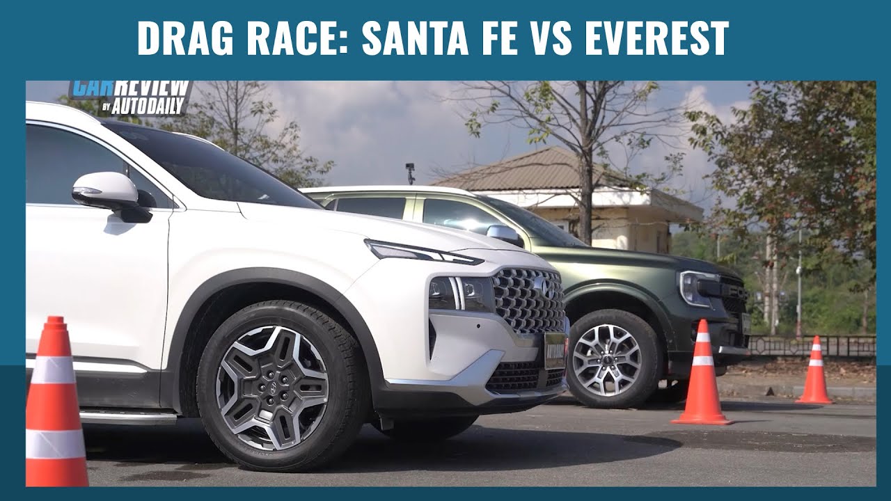 Drag Race: Hyundai Santa Fe vs Ford Everest |Autodaily Shorts|