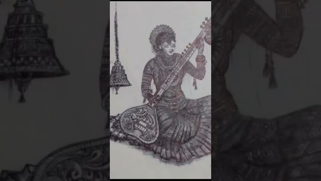 Maa saraswati pen mandala art