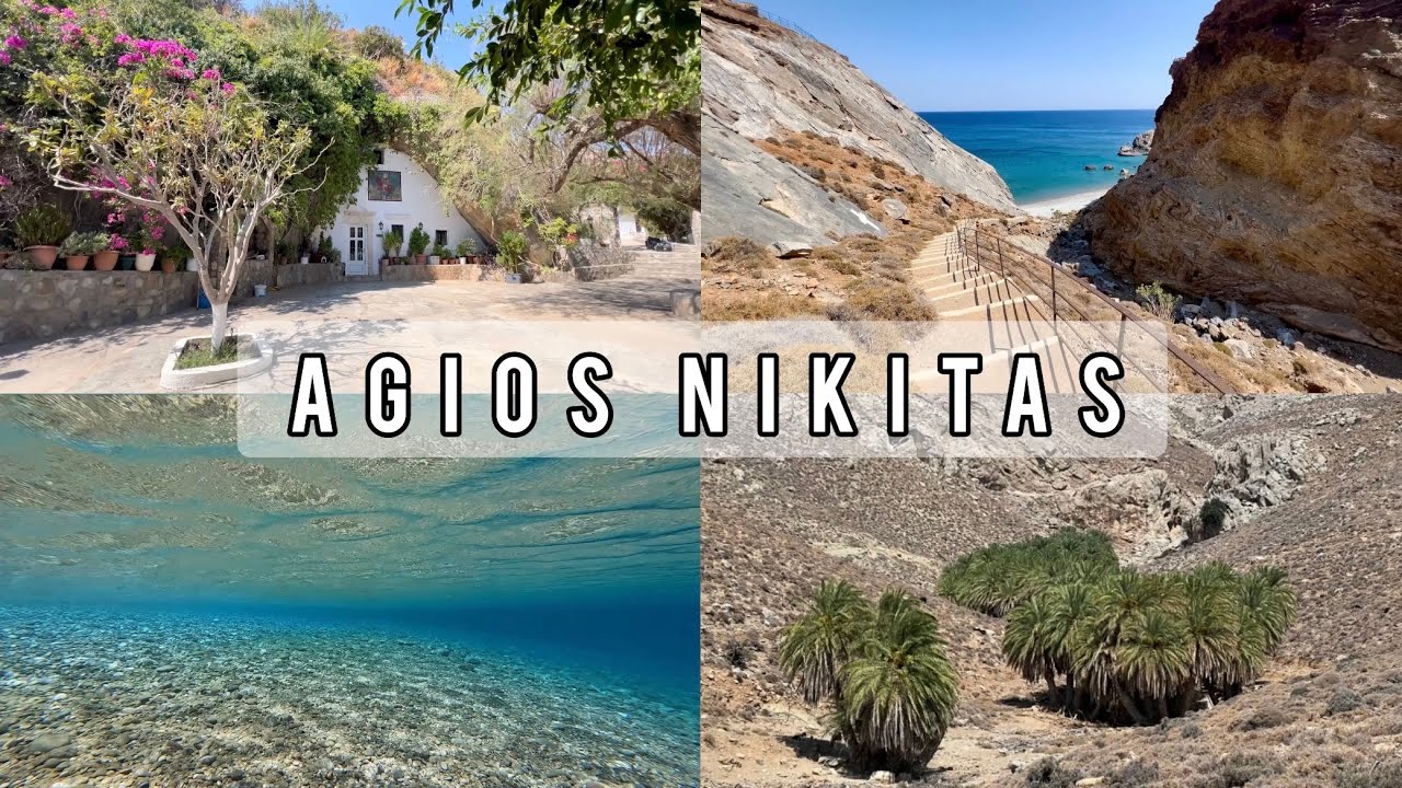 Agios Nikitas Monastery, Beach and Palm Forest | Heraklion Crete Greece 4K