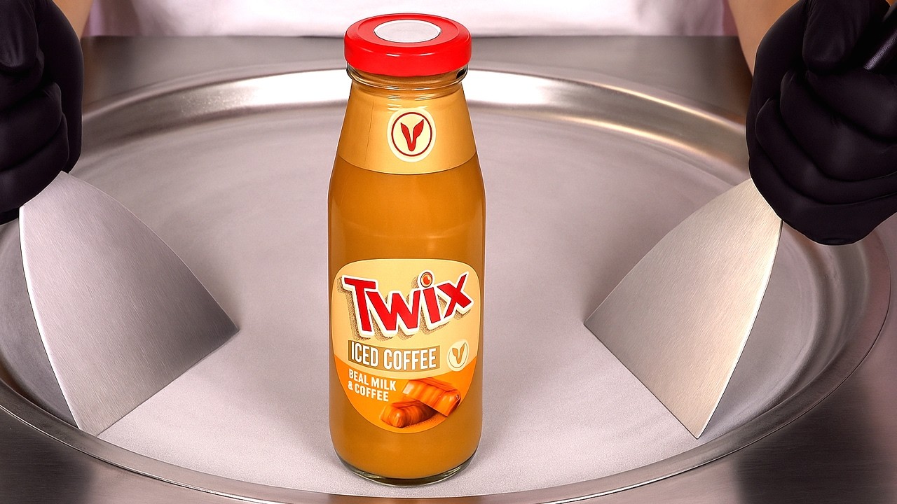 I Turned TWIX Iced Coffee Into Ice Cream Rolls! (ASMR)