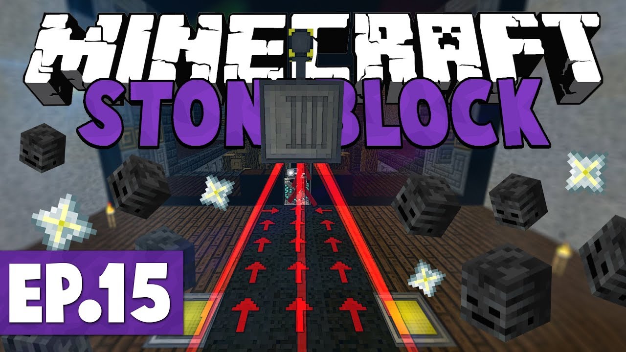 Minecraft StoneBlock - Wither Skeleton Skull Farming & Wither Placer!! #15 [Modded Survival]
