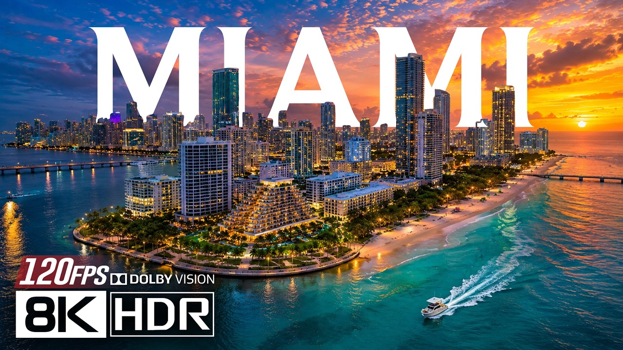 MIAMI Cinematic Video in 8K HDR 120fps - Stunning City Skyline (4K 8K Video Ultra HD TV)