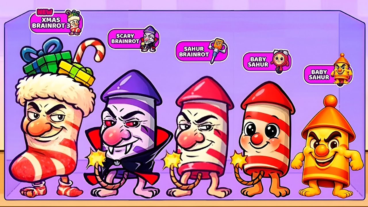Merge Fellas: Xmas Brainrot 3,Scary,Sahur 1 & Baby Sahur 1,10 ⁉️ Max Level | Gameplay!