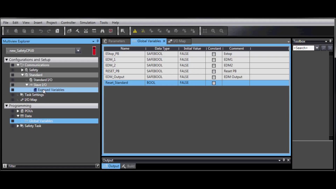 NX Safety Controller Exposing Variables
