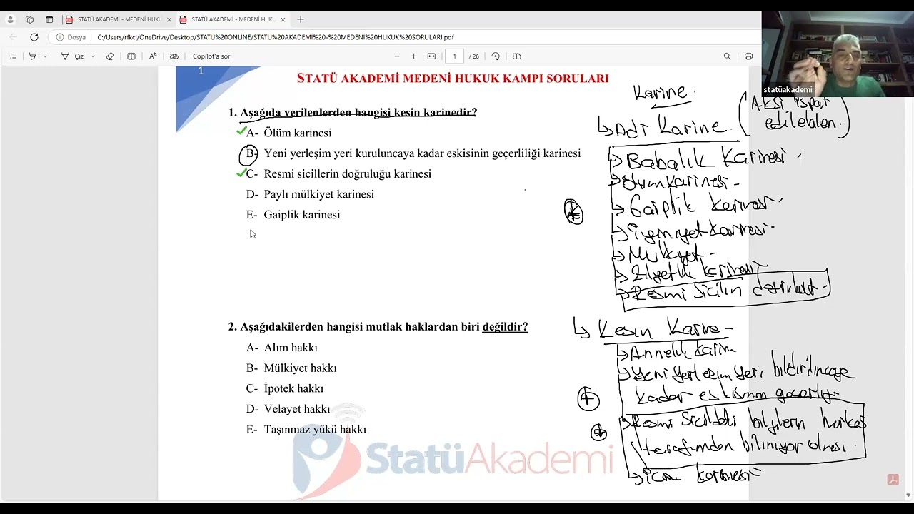 Medeni Hukuku Soru Çözümü - 1