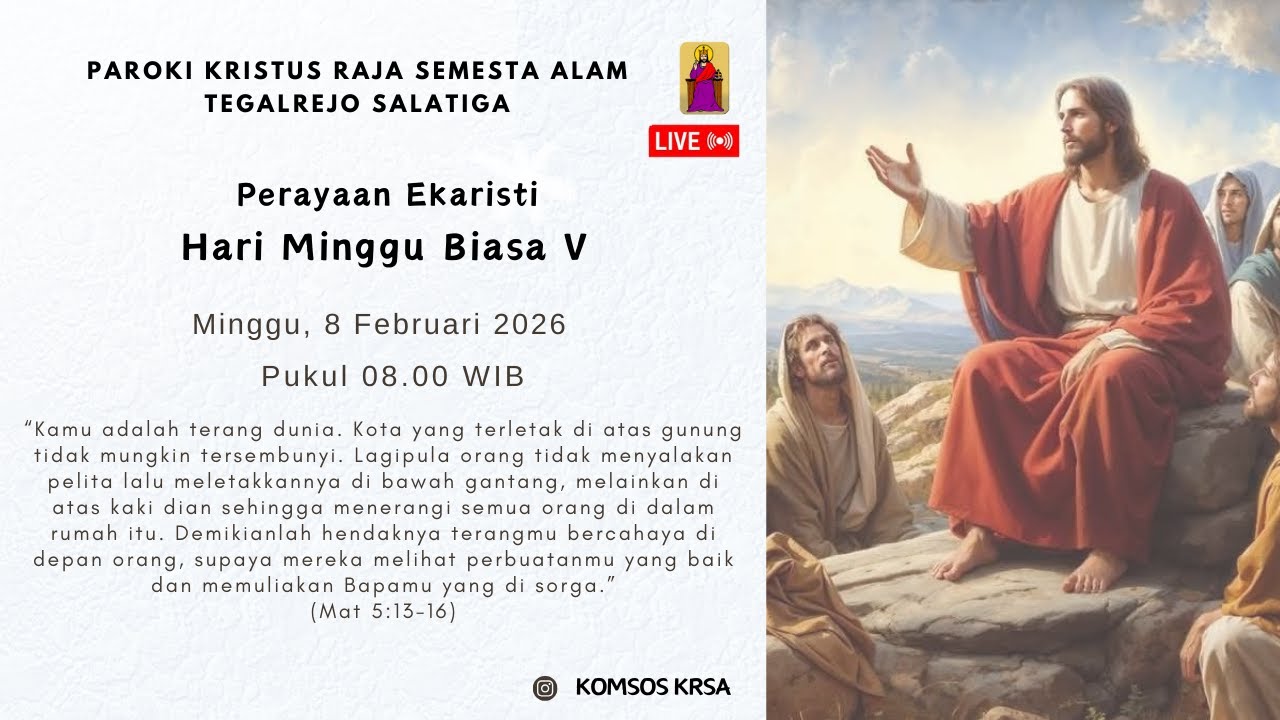Perayaan Ekaristi Hari Minggu Biasa V | 8 Februari 2026 | 08.00 WIB