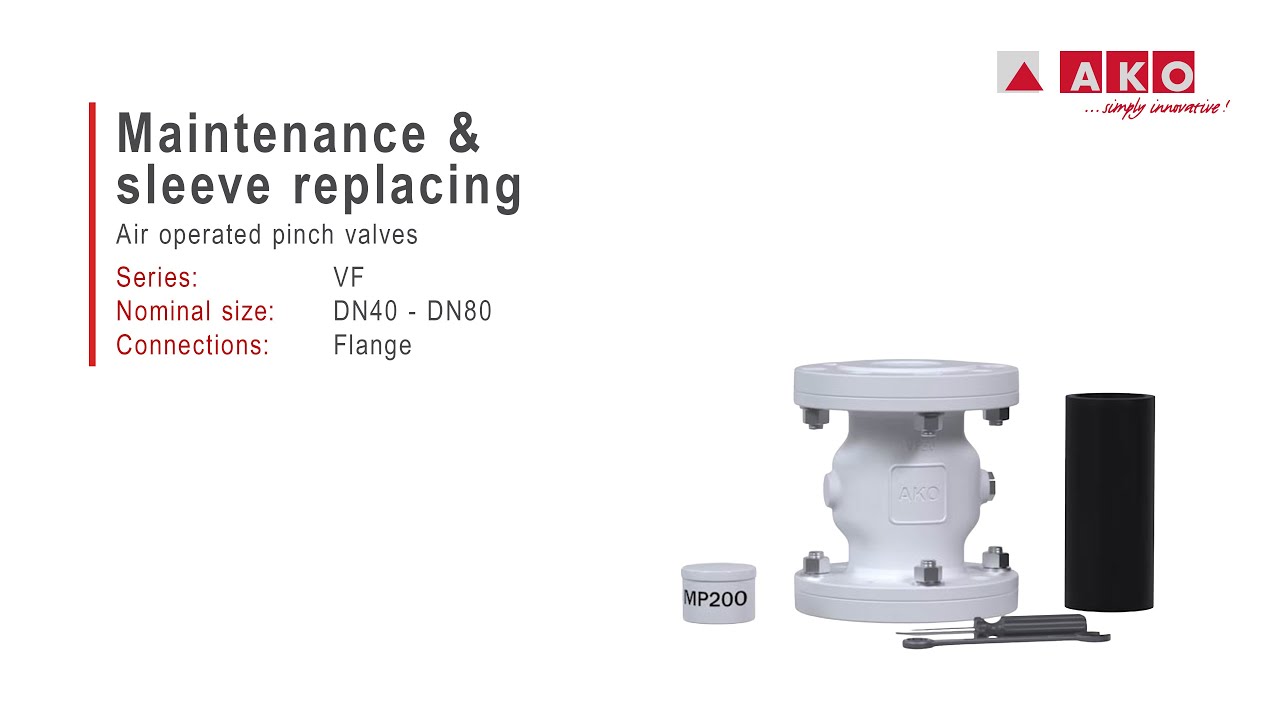 Repair: AKO pinch valve (pneumatic), VF series, DN40, DN50, DN65, and DN80