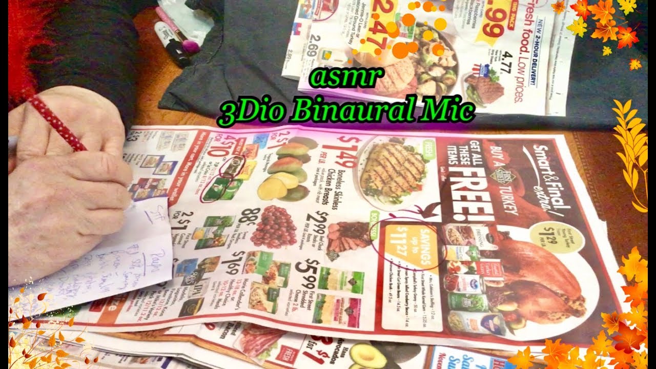 75 Minutes Quiet 🎧 ASMR Making Grocery List, Sorting Grocery Ads, Juicy Bubble Gum, 3Dio Mic