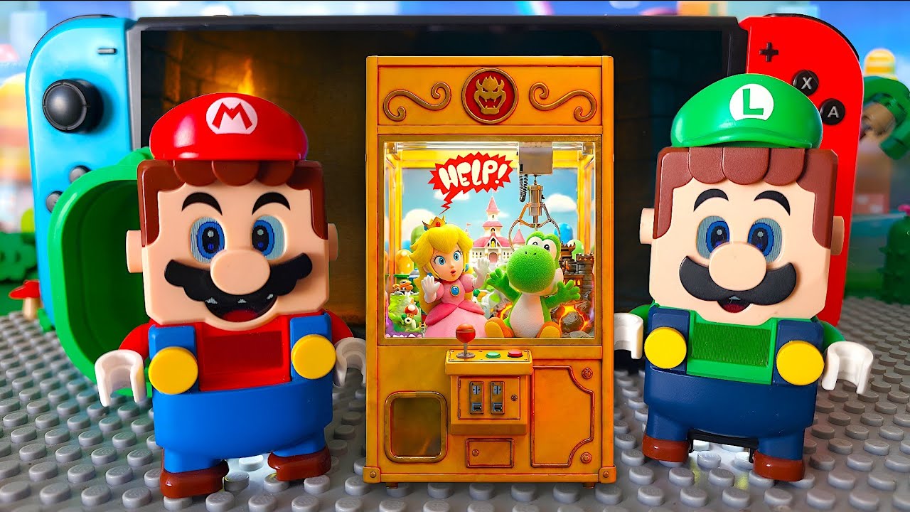 Peach and Yoshi are toys? But why😲 Lego Mario & Luigi Enter Nintendo and Save Them! #legomario