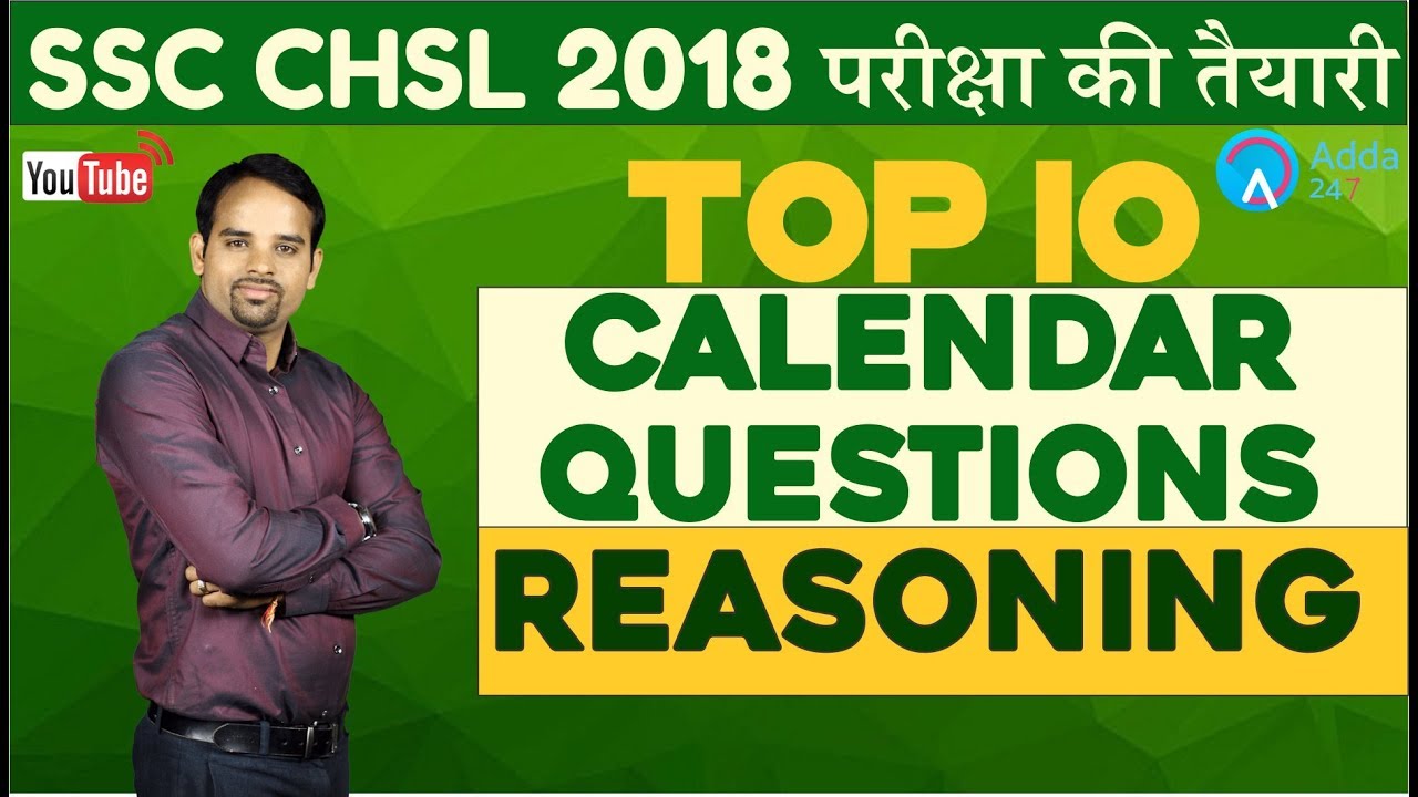 Top 10 Calendar Questions FOR SSC CHSL 2018 | Reasoning | Online Coaching For SSC CHSL