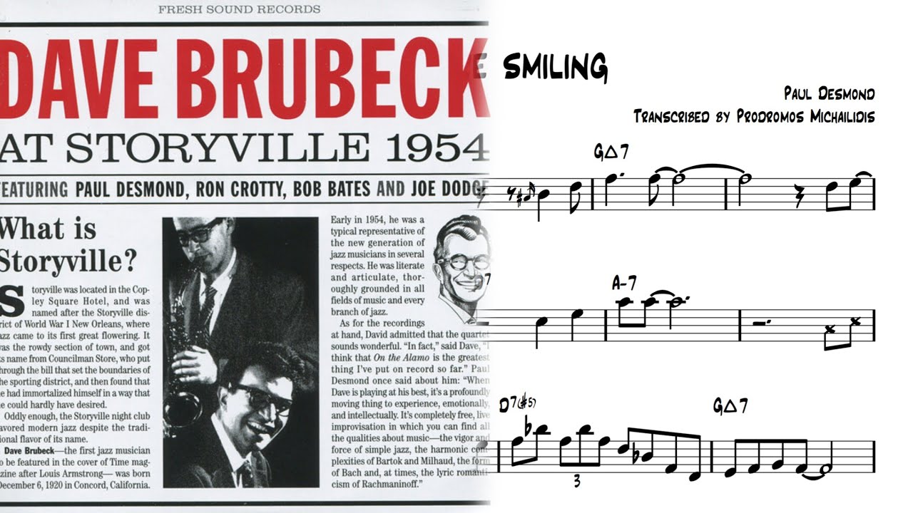 When You Are Smiling - Paul Desmond Transcription