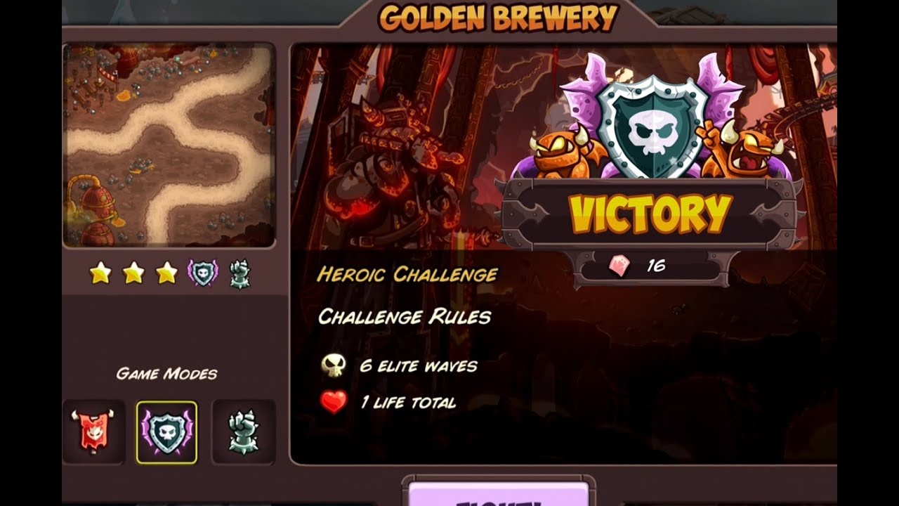 Kingdom Rush Vengeance - Impossible Heroic Challenge - Golden Brewery