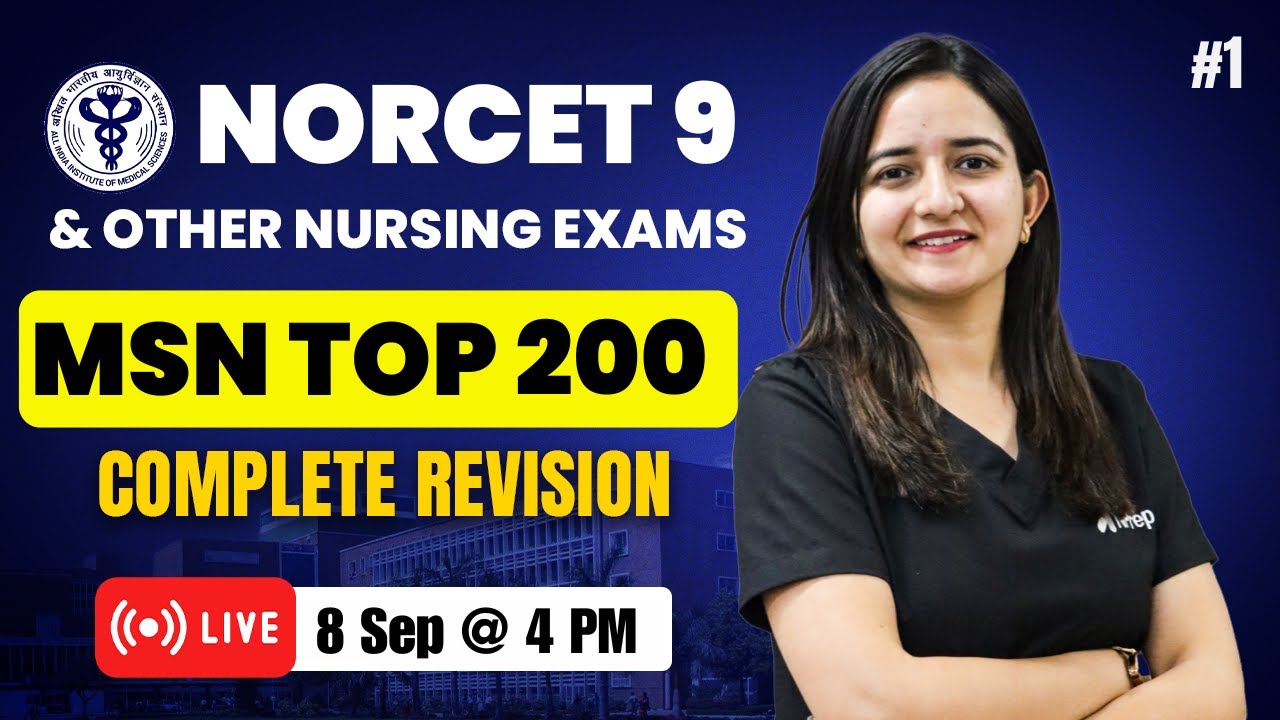 NORCET One Liner MCQs | MSN 200 Important MCQs | NORCET 9 & other Nursing Exams | Pooja Mam