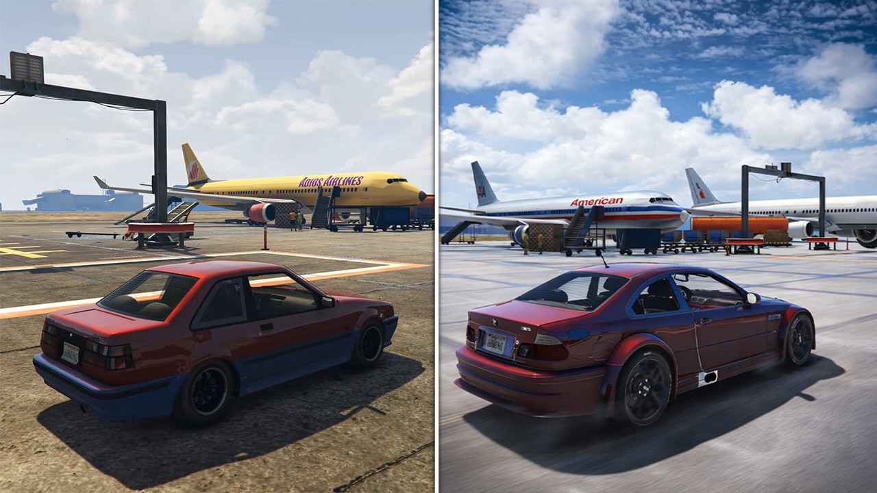 GTA 5 Vanilla vs 5REAL Mod | Los Santos Airport Has NEVER Looked This REAL!