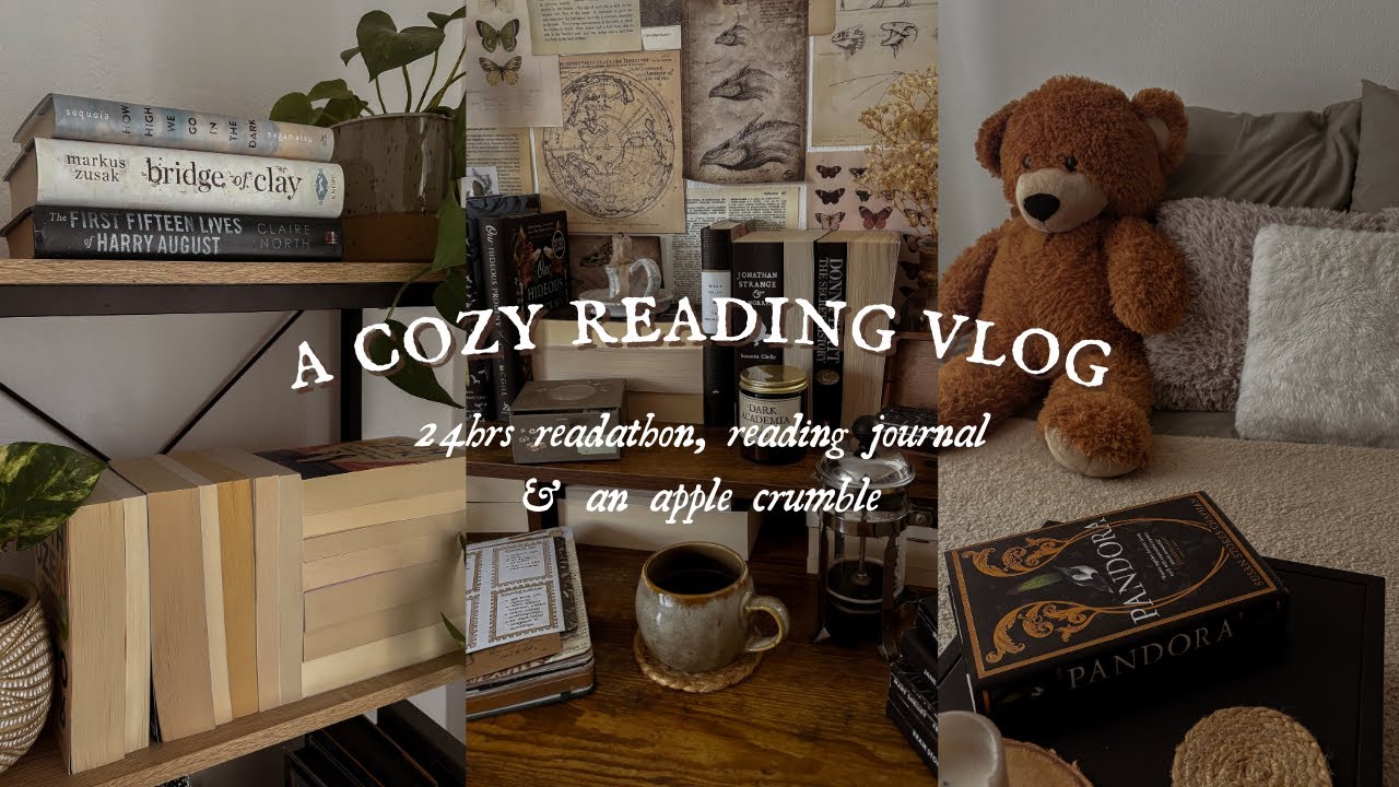 A cozy reading vlog | 24hrs readathon,  reading journal and an apple crumble ☕️📚🕰️