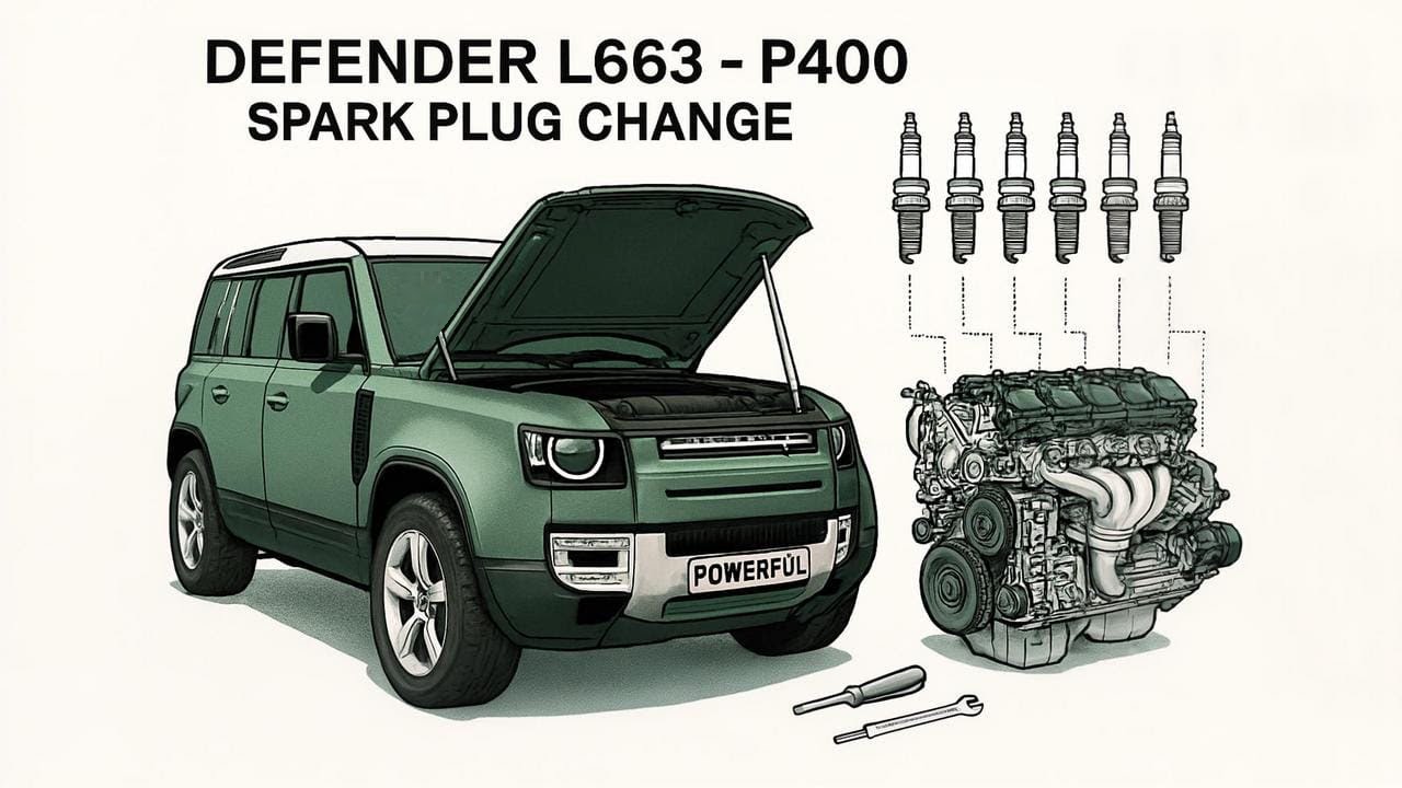 Замена свечей зажигания Land Rover Defender L663 P400 — двигатель Ingenium 3,0 л, 6 цилиндров