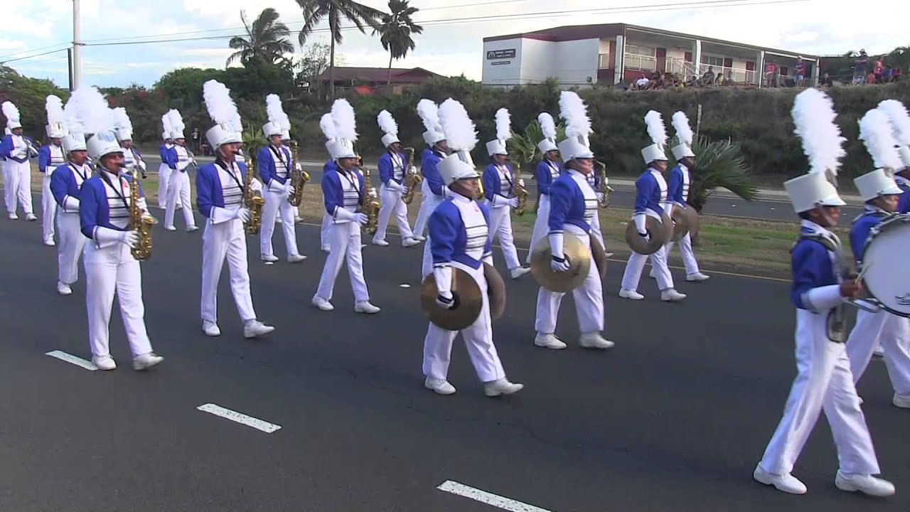 Maui Fair Parade 2015 - Maui High School Marching Band Color Guard Cheerleaders