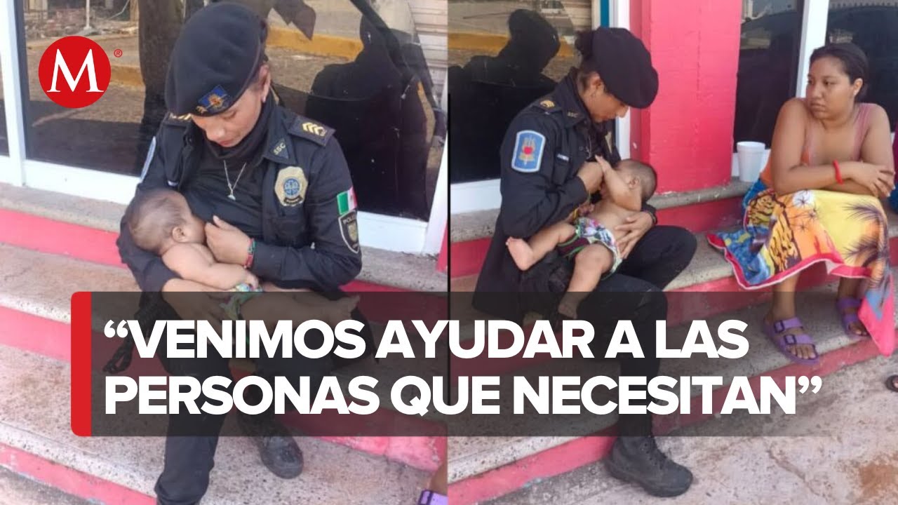 En Acapulco, mujer policía de CdMx amamanta a bebé que no había comido en 48 horas