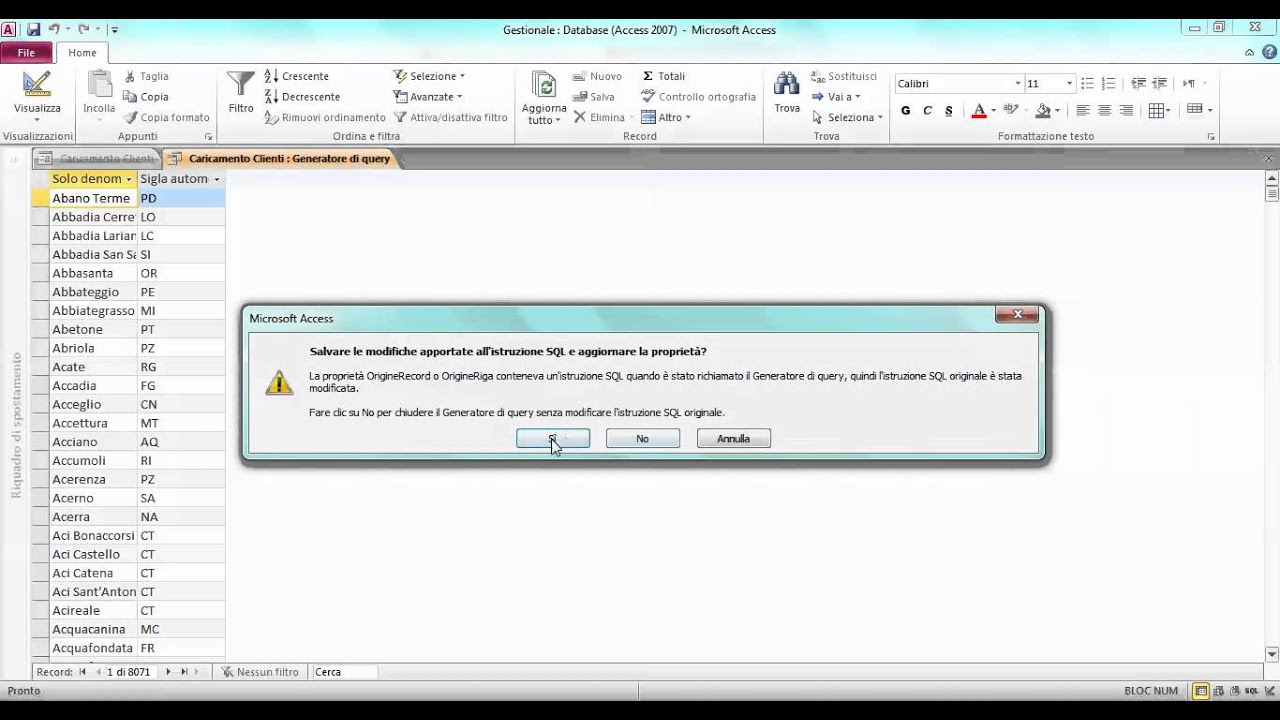 Caselle combinate a cascata in Microsoft Access