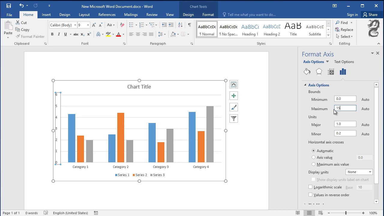 How to change scale of Chart vertical axis in Word