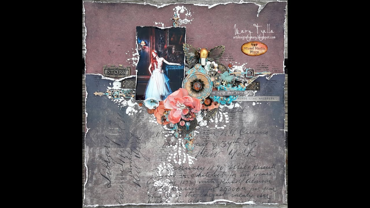 Step-by-Step Tutorial Mixed Media Layout ''Story'' for Mixed Media Place