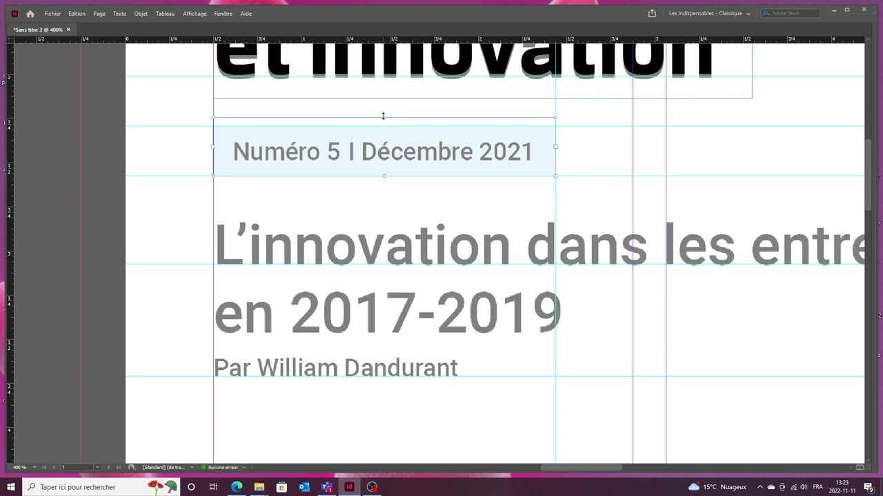 Exercice feuillet institutionnel InDesign