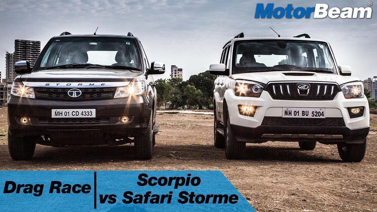 Mahindra Scorpio vs Tata Safari Storme V400 - Drag Race | MotorBeam