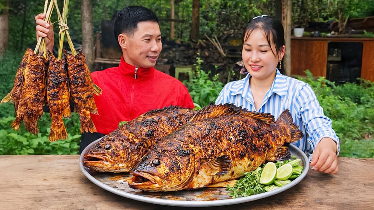 How to Cook Giant Grilled Fish with My Husband – Making Delicious Fish Soup
