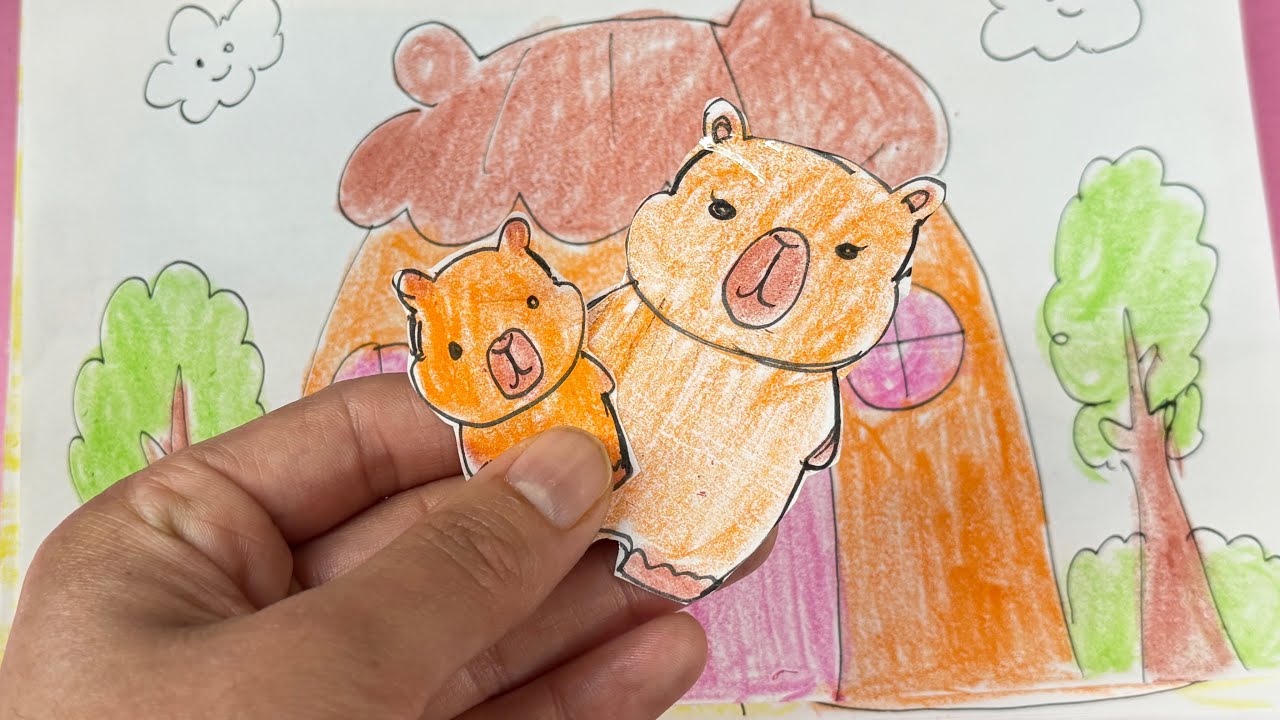 🎀 Paper Diy 🎀 Capybara play house .....no music / Paper Play ASMR 