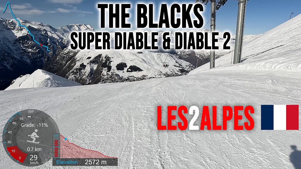 [4K] Skiing Les2Alpes, Blacks Super Diable & Diable 2 via Vallons du Diable 1, France, GoPro HERO13