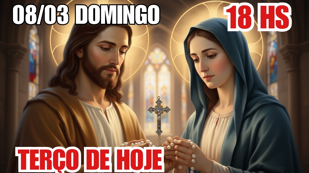 TERÇO DE HOJE 08/03/2026 - DOMINGO - MISTÉRIOS GLORIOSOS - SANTO TERÇO