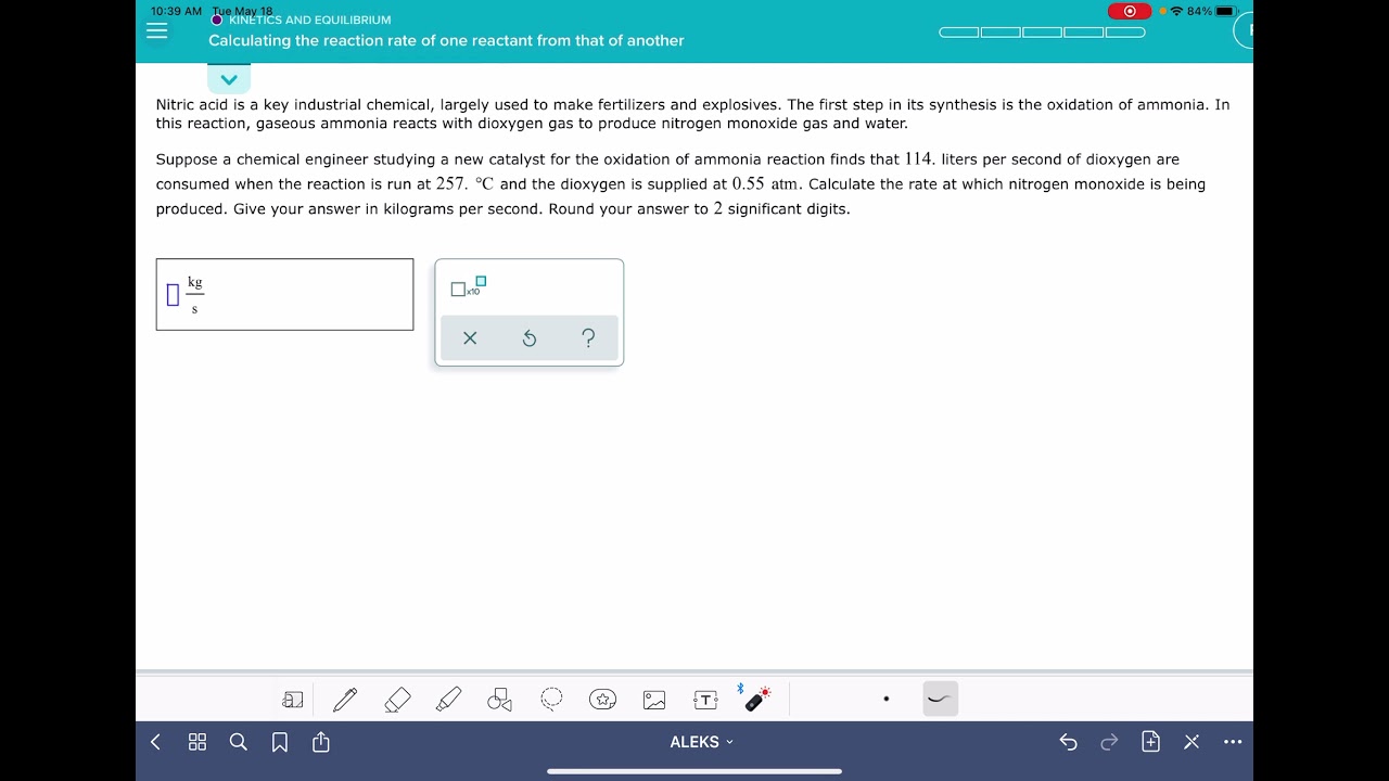 ALEKS: Calculating the reaction rate of one reactant from that of another
