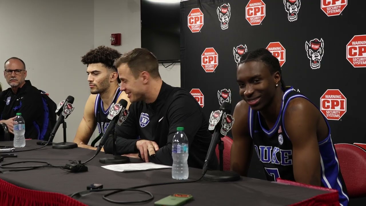 Duke head coach Jon Scheyer and F Dame Sarr and Cameron Boozer postgame comments after win over NCSU