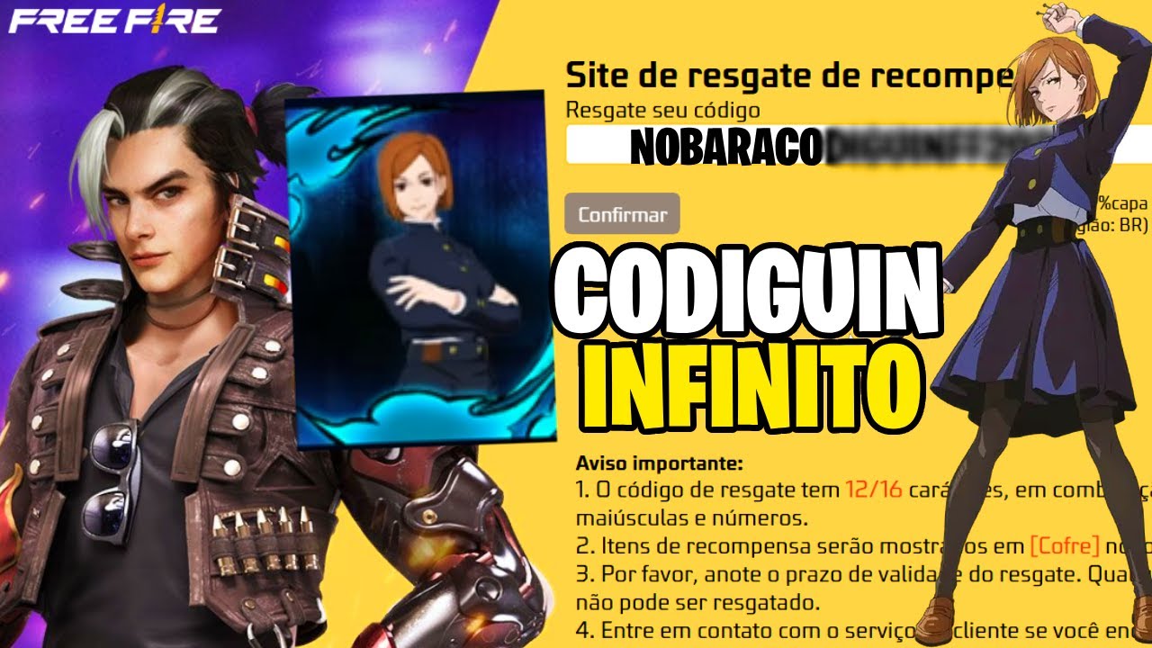 CORRE! COMO RESGATAR GR&Aacute;TIS O NOVO CODIGUIN INFINITO DA NOBARA! 2026 FREE FIRE ff
