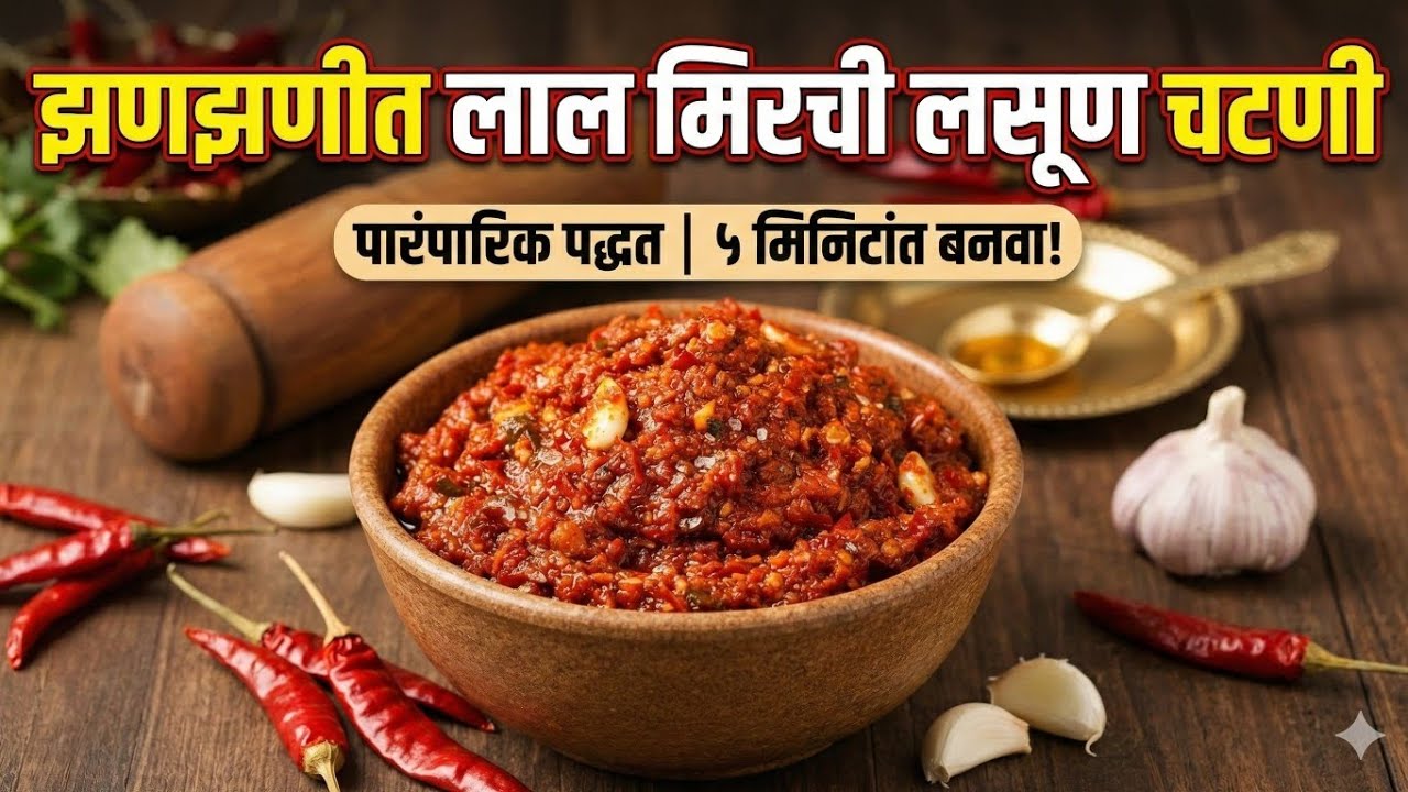 झणझणीत लाल मिरची लसूण चटणी ताटाला शोभा आणि चवीला भन्नाट@सुगरणीचा खोपा 