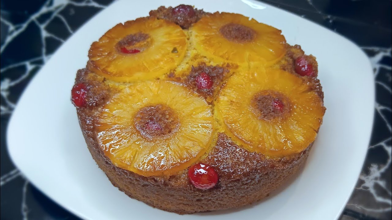 How to make Pineapple upside down cake recipe at home  Soft & moist pineapple upside down fruit cake