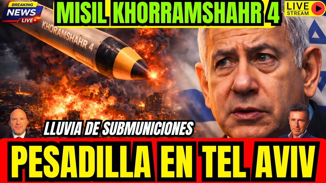 DIRECTO URGENTE. MISIL KHORRAMSHAHR-4 SOBRE TEL AVIV. ISRAEL BAJO ATAQUE. NETANYAHU IRÁN