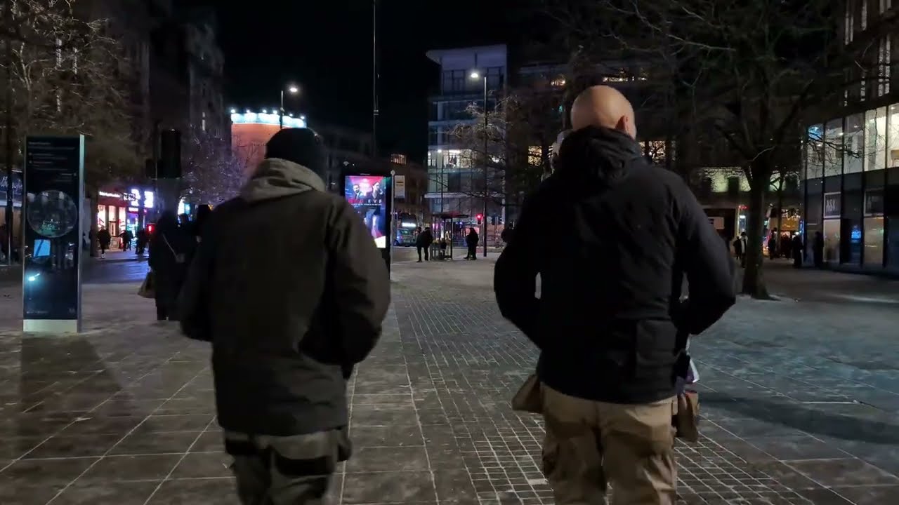 Manchester, UK - January evening walk from Deansgate to Arndale - 4K 60FPS