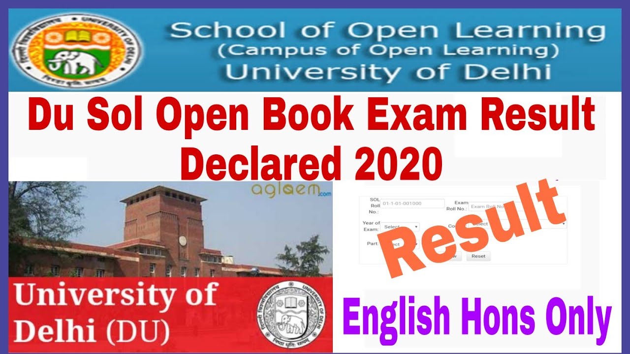 du sol open book exam result declared 2020|| english hons only