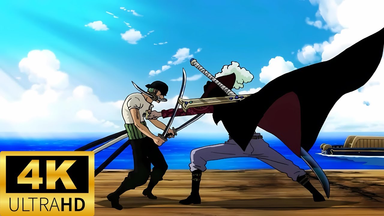 4K Anime - Zoro VS Mihawk One Piece Episode 24