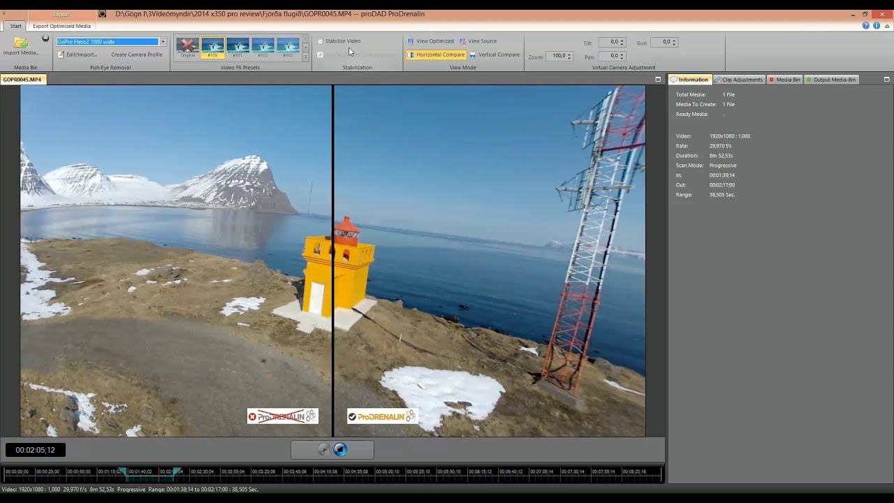 Remove fisheye effect from action camera video like Gopro and others
