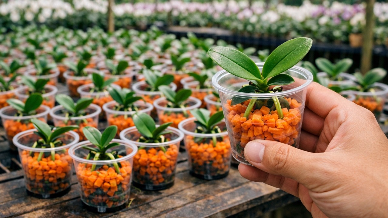 Cultivating orchids with carrots resulted in surprisingly vigorous orchid growth.