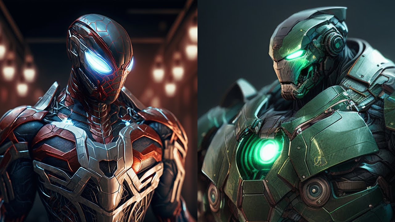 Famous MARVEL characters in IRON MAN armor MKII