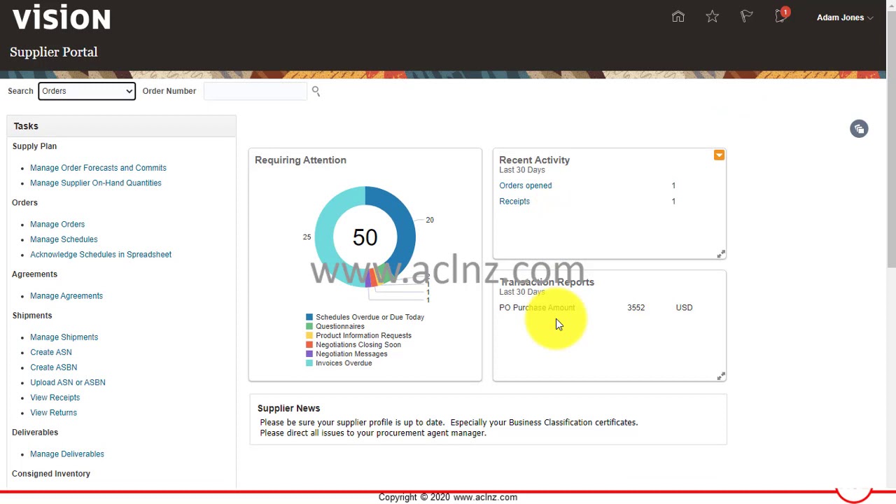 Deep dive: Overview of Oracle Fusion Cloud Supplier Portal (on Release 21A)