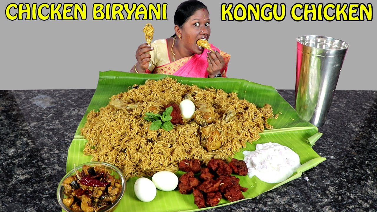 CHICKEN BIRYANI WITH KONGU CHICKEN ,EGG ,CHICKEN 65 EATING CHALLENGE IN TAMIL FOODIES DIVYA