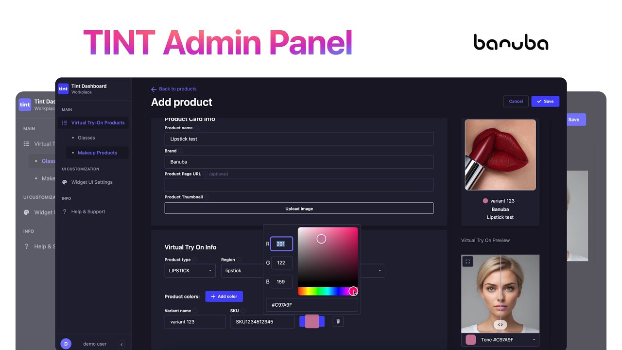 TINT Admin Panel | Banuba