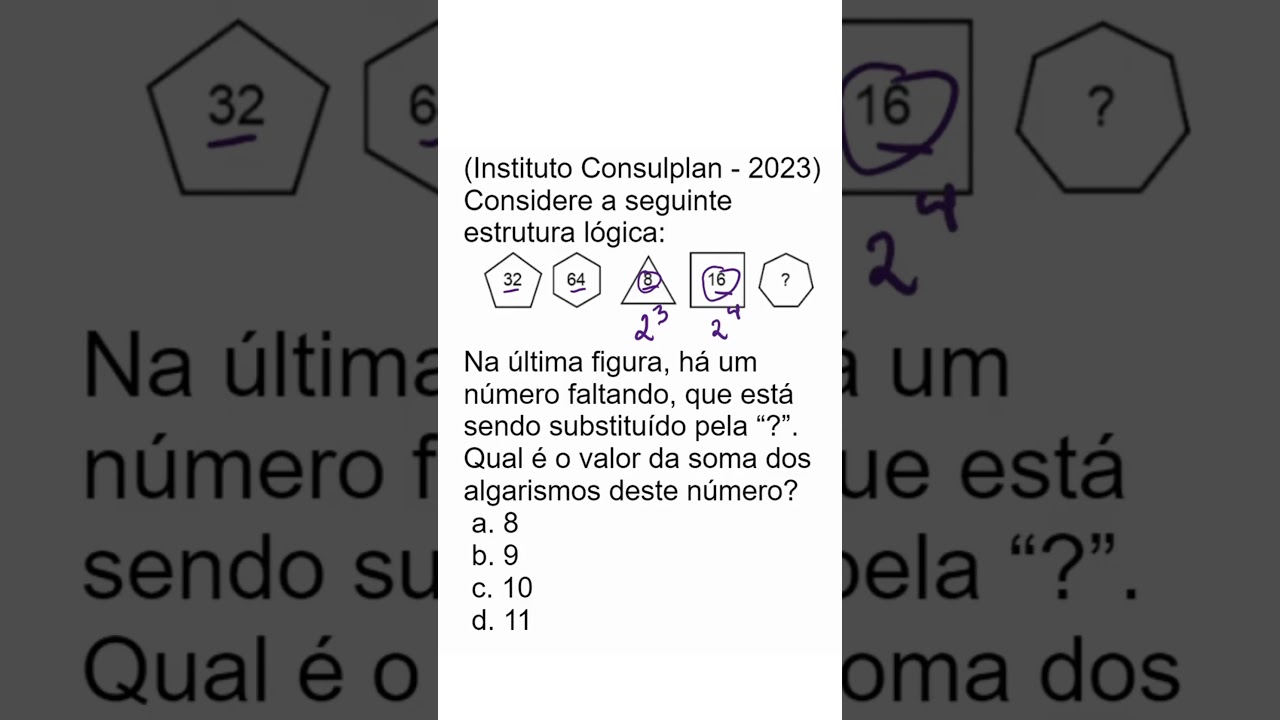 [RACIOC&Iacute;NIO L&Oacute;GICO] (Instituto Consulplan - 2023) Considere a seguinte estrutura l&oacute;gica #shorts
